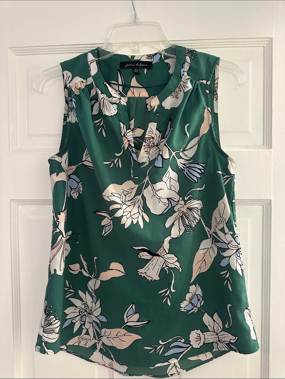Emerald Green Floral Sleeveless Top